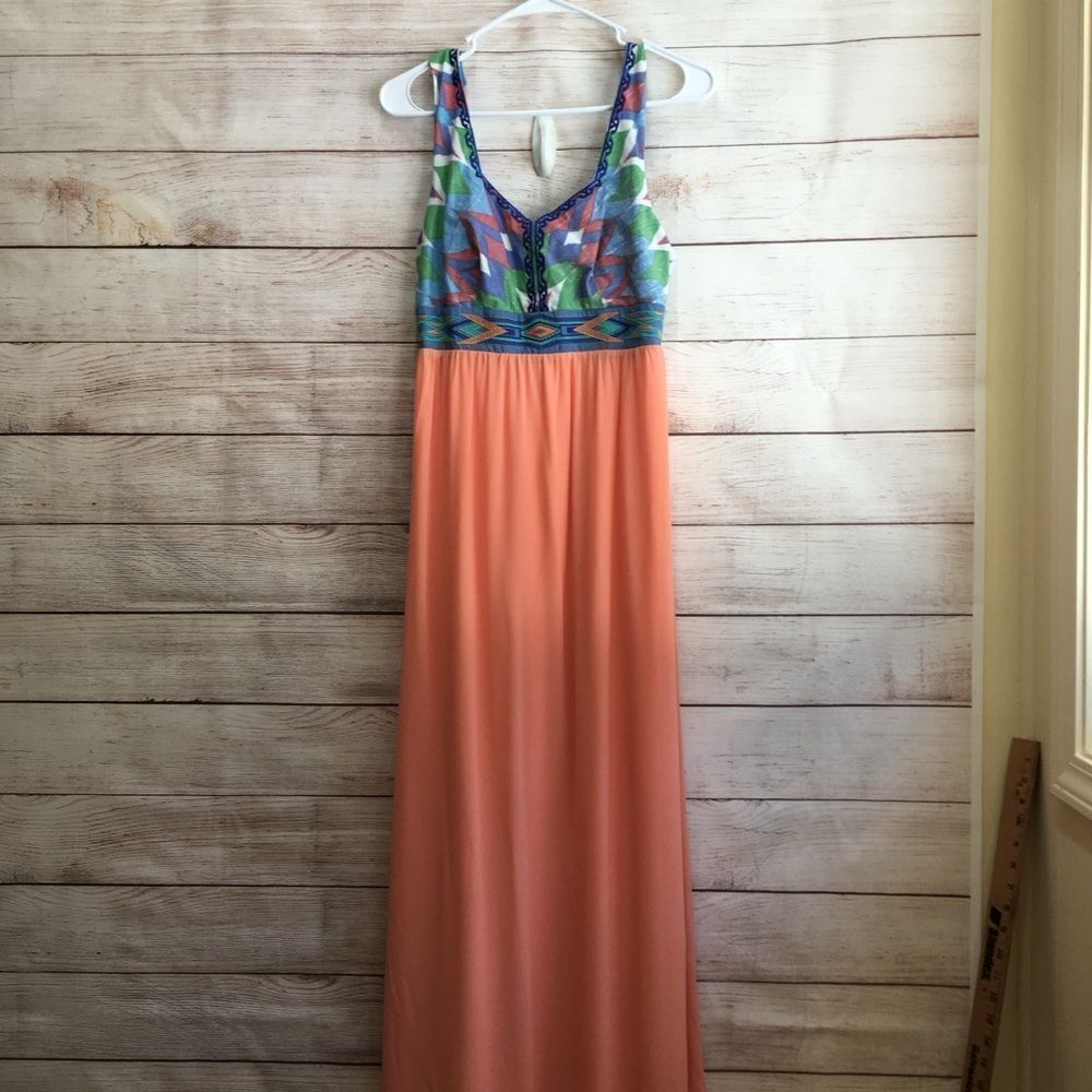 FLYING TOMATO MAXI DRESS WITH EMBROIDERED BODICE